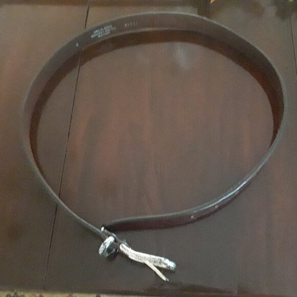 Ladies Genuine Italian Leather Brown Belt w/metal buckle, size M, 30" - Picture 1 of 6